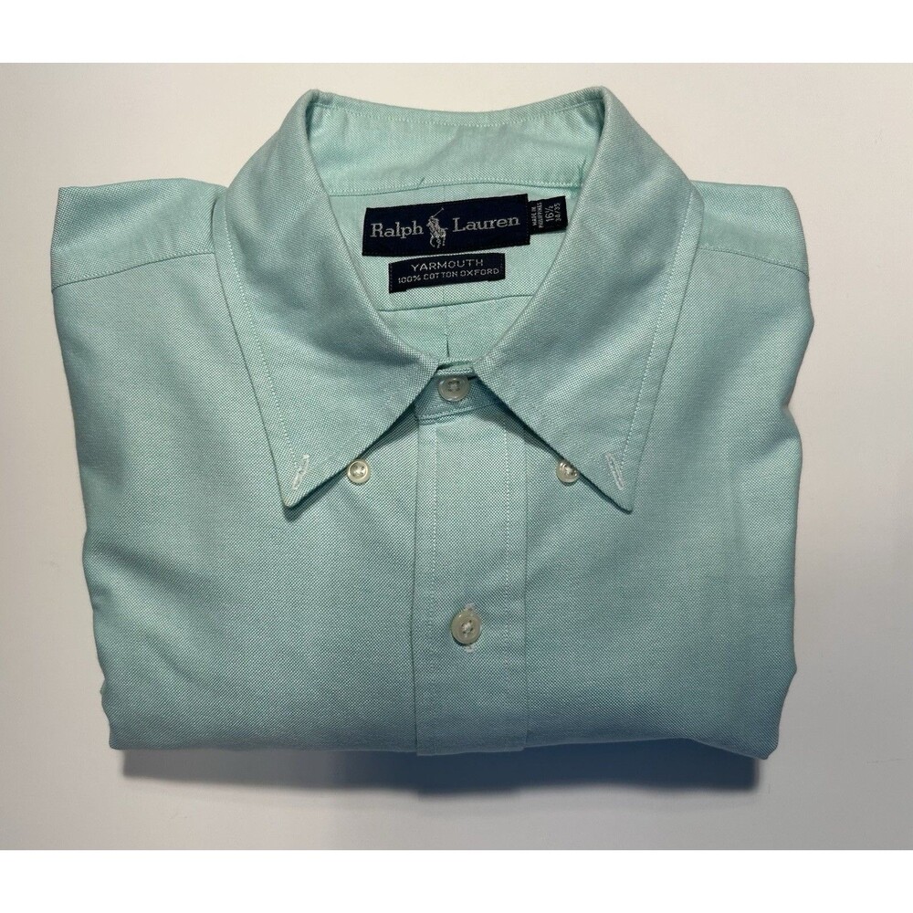 Ralph Lauren Men’s Button Down Oxford Mint Green Size L 16.5 34/35 Pony Casual